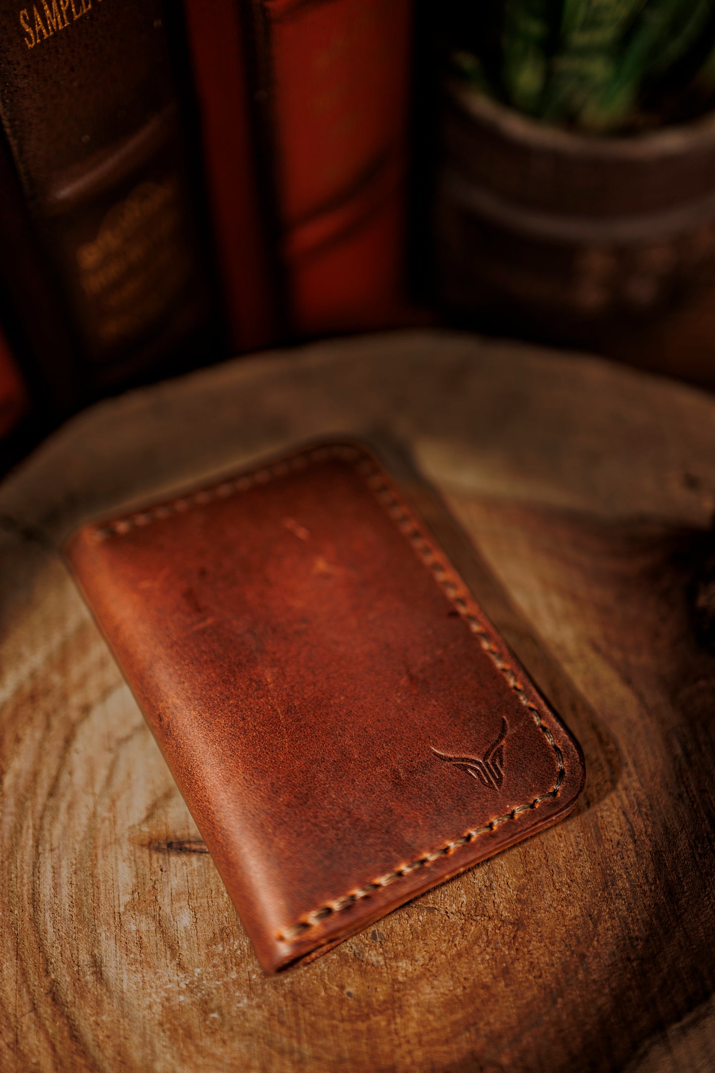 Brown leather cross wallet